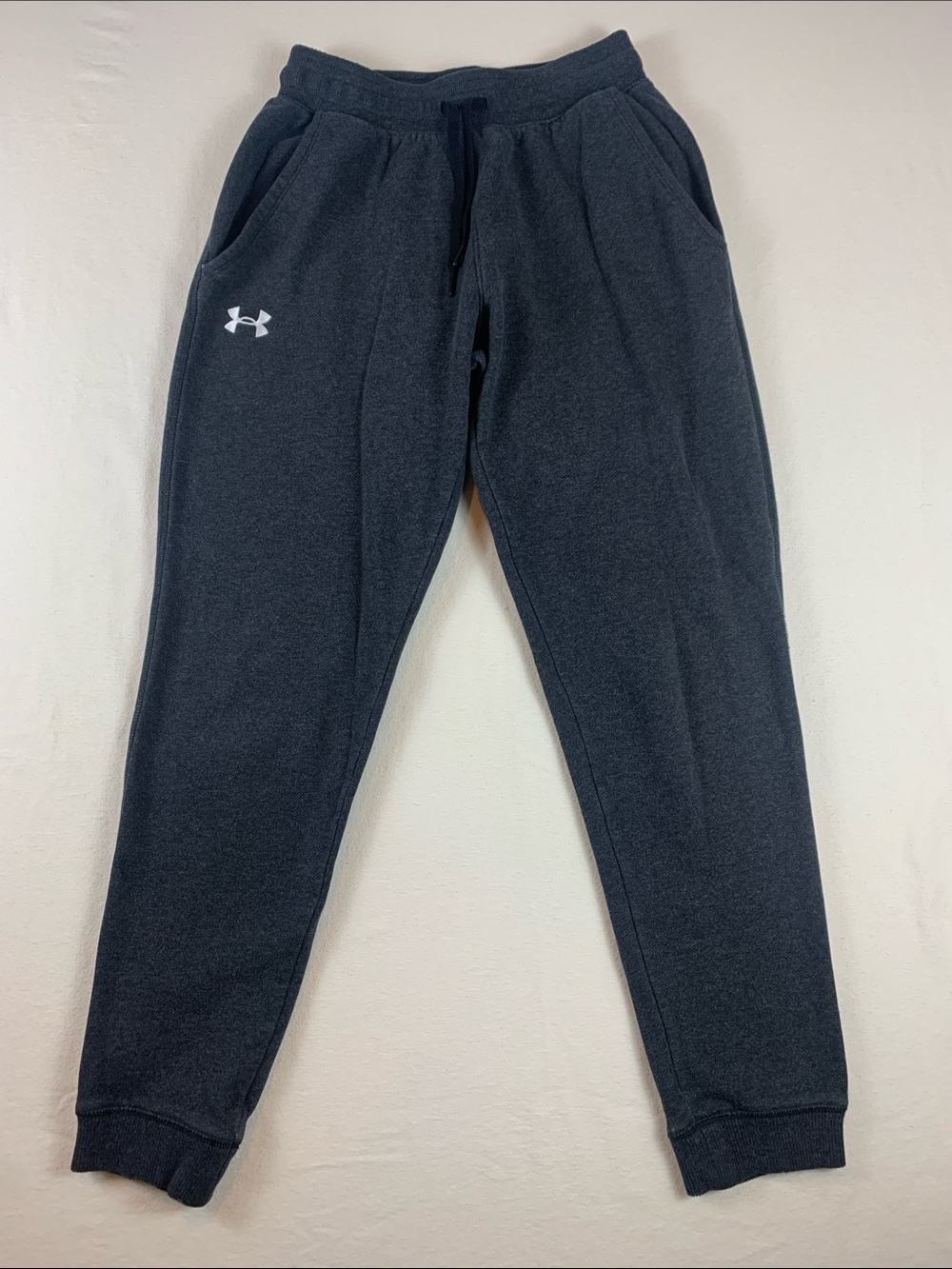 Under Armour Men’s Dark‎ Gray Fleece Joggers Small GUC Side Pockets